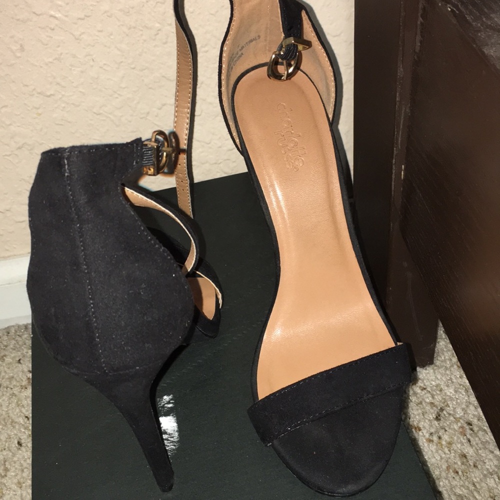 Black two strap heel